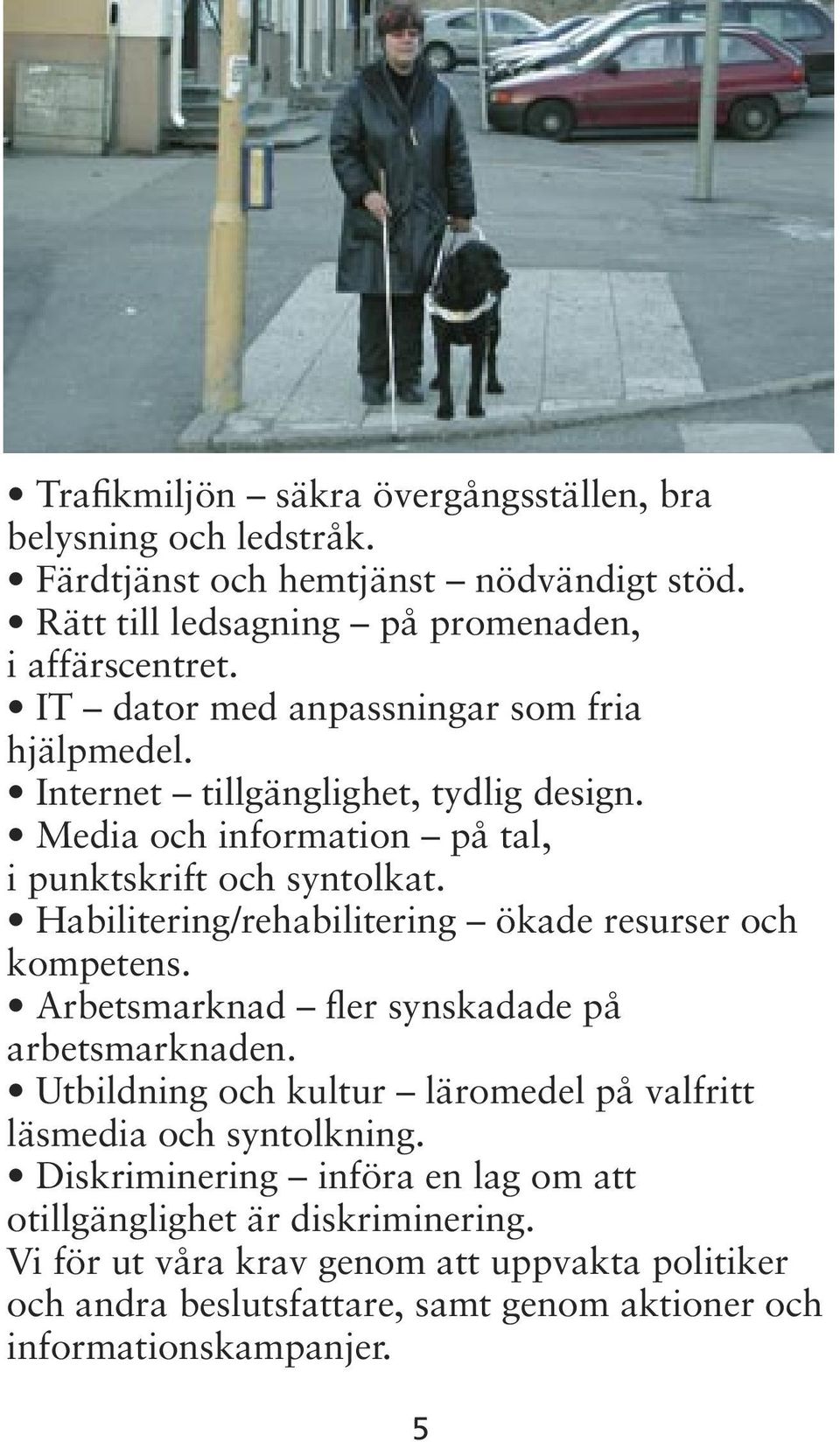 Habilitering/rehabilitering ökade resurser och kompetens. Arbetsmarknad fler synskadade på arbetsmarknaden.