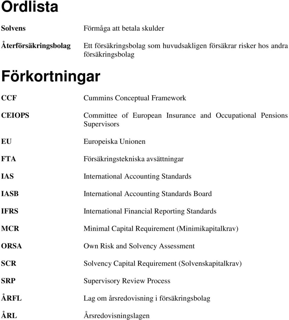 Försäkringstekniska avsättningar International Accounting Standards International Accounting Standards Board International Financial Reporting Standards Minimal Capital