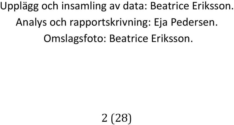 Analys och rapportskrivning: Eja