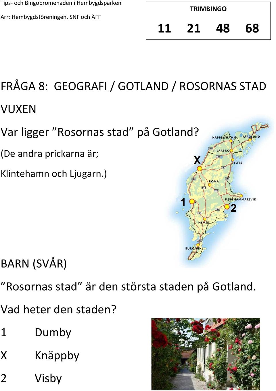(De andra prickarna är; Klintehamn och Ljugarn.