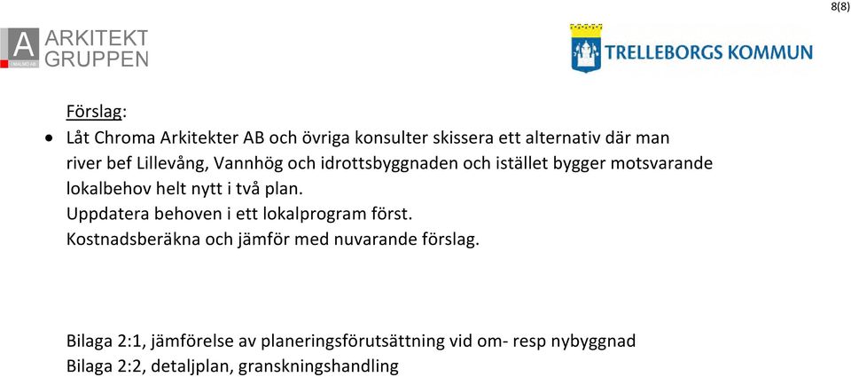 Uppdatera behoven i ett lokalprogram först. Kostnadsberäkna och jämför med nuvarande förslag.