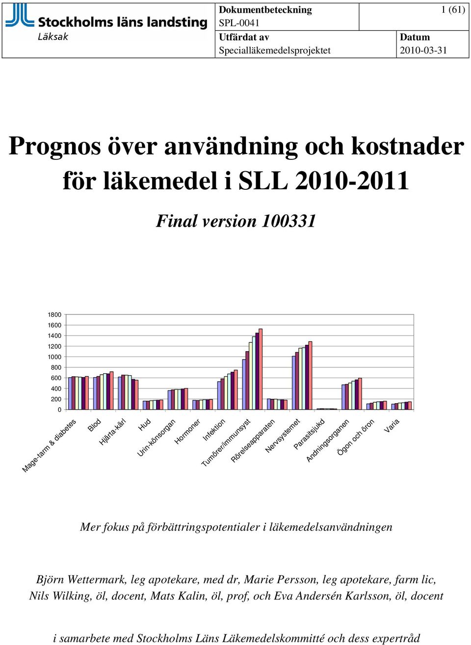 öron Varia Mer fokus på förbättringspotentialer i läkemedelsanvändningen Björn Wettermark, leg apotekare, med dr, Marie Persson, leg apotekare, farm