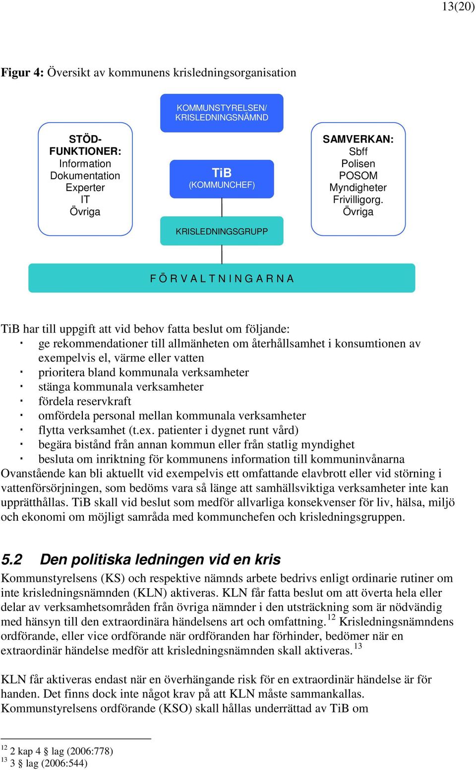 Övriga F Ö R V A L T N I N G A R N A TiB har till uppgift att vid behov fatta beslut om följande: ge rekommendationer till allmänheten om återhållsamhet i konsumtionen av exempelvis el, värme eller