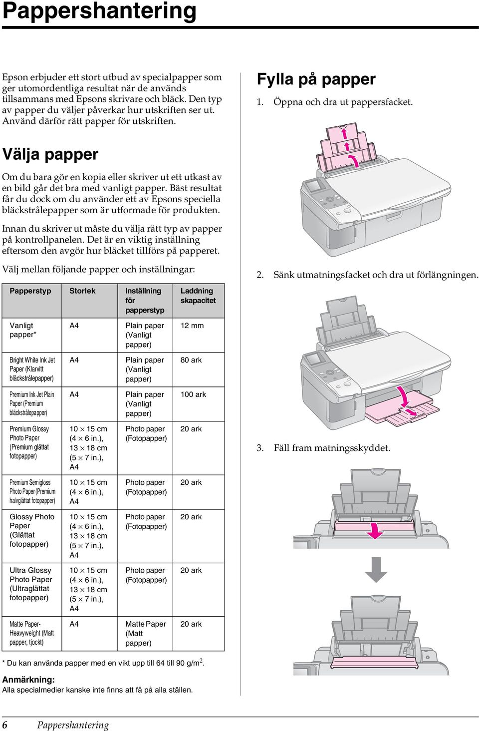 Välja papper Om du bara gör en kopia eller skriver ut ett utkast av en bild går det bra med vanligt papper.