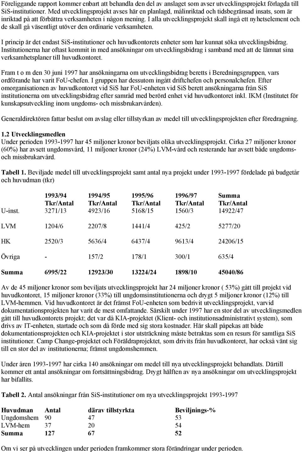 I alla utvecklingsprojekt skall ingå ett nyhetselement och de skall gå väsentligt utöver den ordinarie verksamheten.