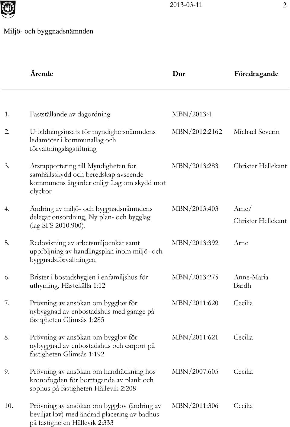 Ändring av miljö- och byggnadsnämndens delegationsordning, Ny plan- och bygglag (lag SFS 2010:900). 5.