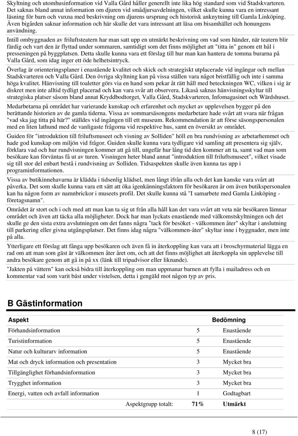 till Gamla Linköping. Även bigården saknar information och här skulle det vara intressant att läsa om bisamhället och honungens användning.