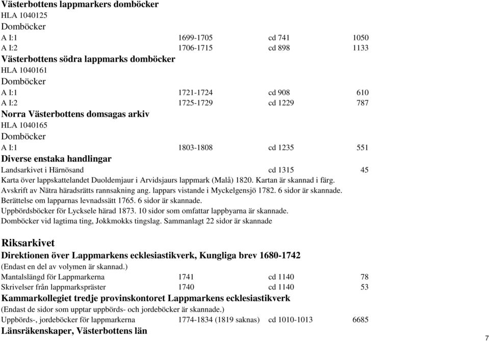 lappskattelandet Duoldemjaur i Arvidsjaurs lappmark (Malå) 1820. Kartan är skannad i färg. Avskrift av Nätra häradsrätts rannsakning ang. lappars vistande i Myckelgensjö 1782. 6 sidor är skannade.