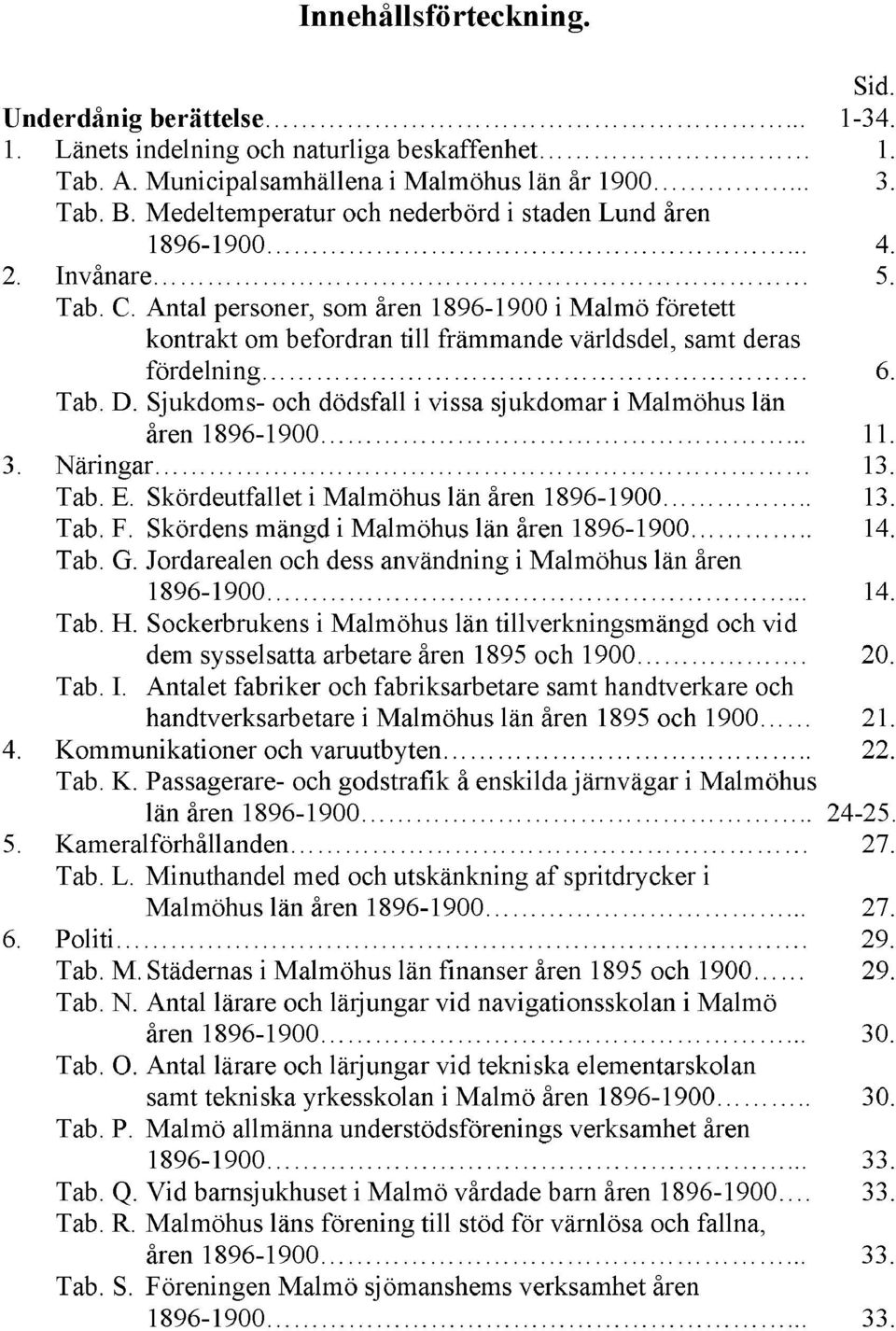 Antal personer, som åren 1896-1900 i Malmö företett kontrakt om befordran till främmande världsdel, samt deras fördelning 6. Tab. D.