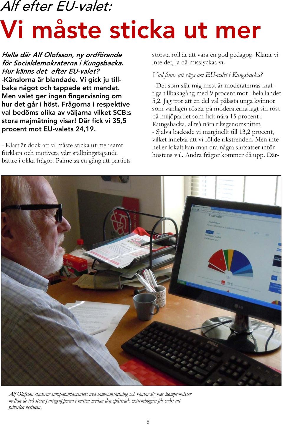 Där fick vi 35,5 procent mot EU-valets 24,19. - Klart är dock att vi måste sticka ut mer samt förklara och motivera vårt ställningstagande bättre i olika frågor.