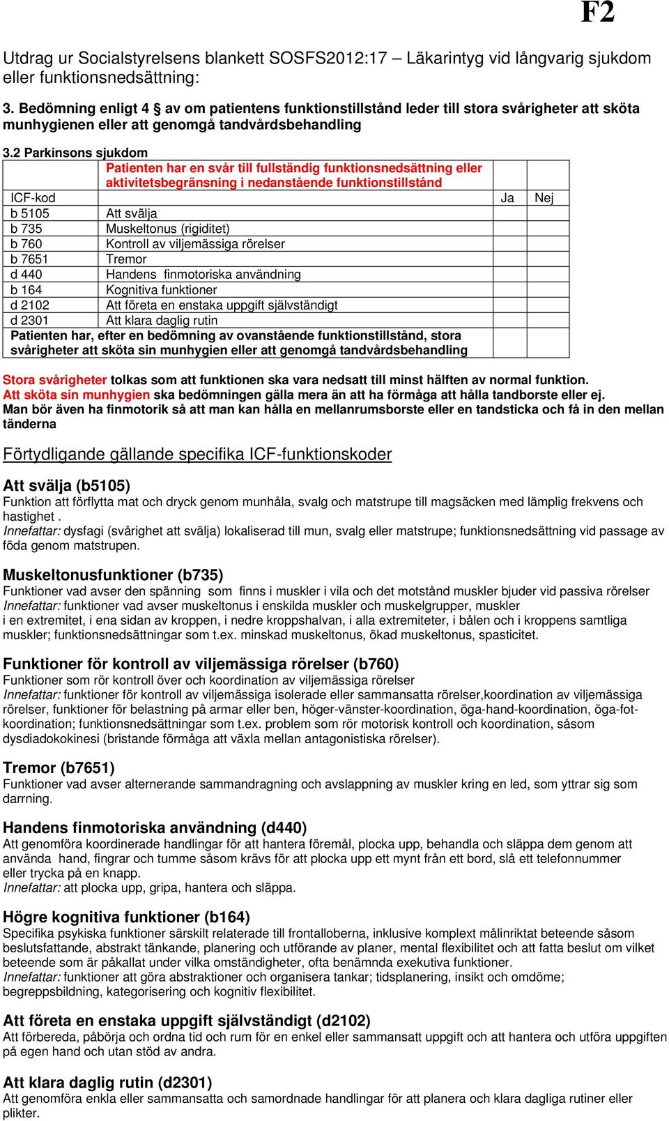 företa en enstaka uppgift självständigt d 2301 Att klara daglig rutin mellan tänderna Att svälja (b5105) Funktion att förflytta mat och dryck genom munhåla, svalg och matstrupe till magsäcken med