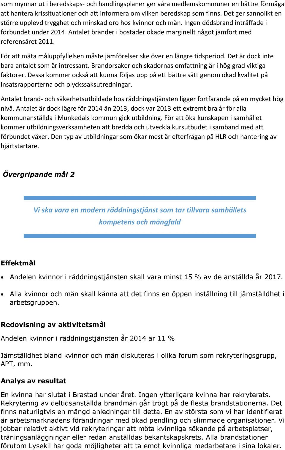 Antalet bränder i bostäder ökade marginellt något jämfört med referensåret 2011. För att mäta måluppfyllelsen måste jämförelser ske över en längre tidsperiod.