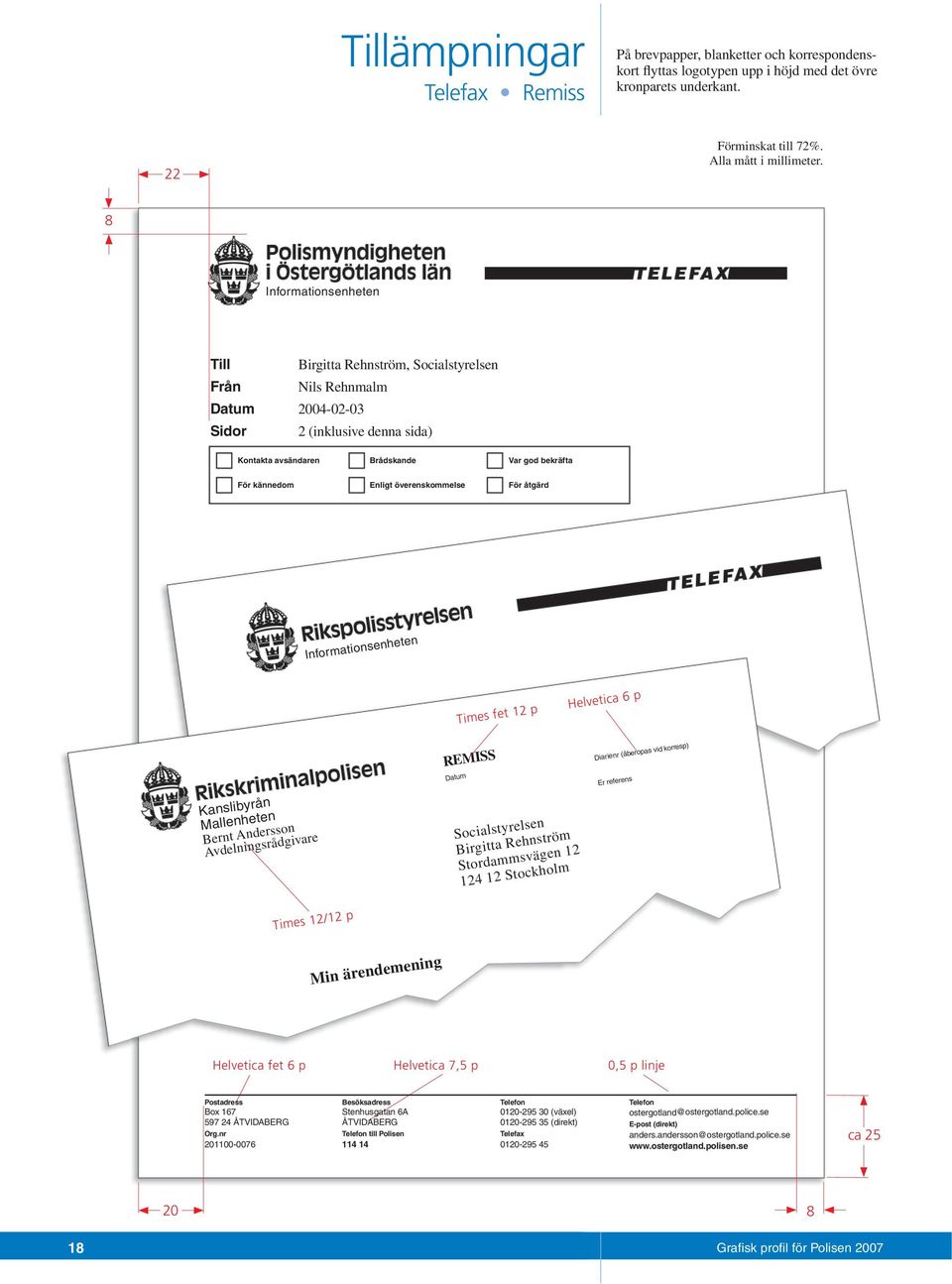 överenskommelse För åtgärd Informationsenheten Times fet 12 p Helvetica 6 p Kanslibyrån Mallenheten Bernt Andersson Avdelningsrådgivare REMISS Datum Diarienr (åberopas vid korresp) Socialstyrelsen