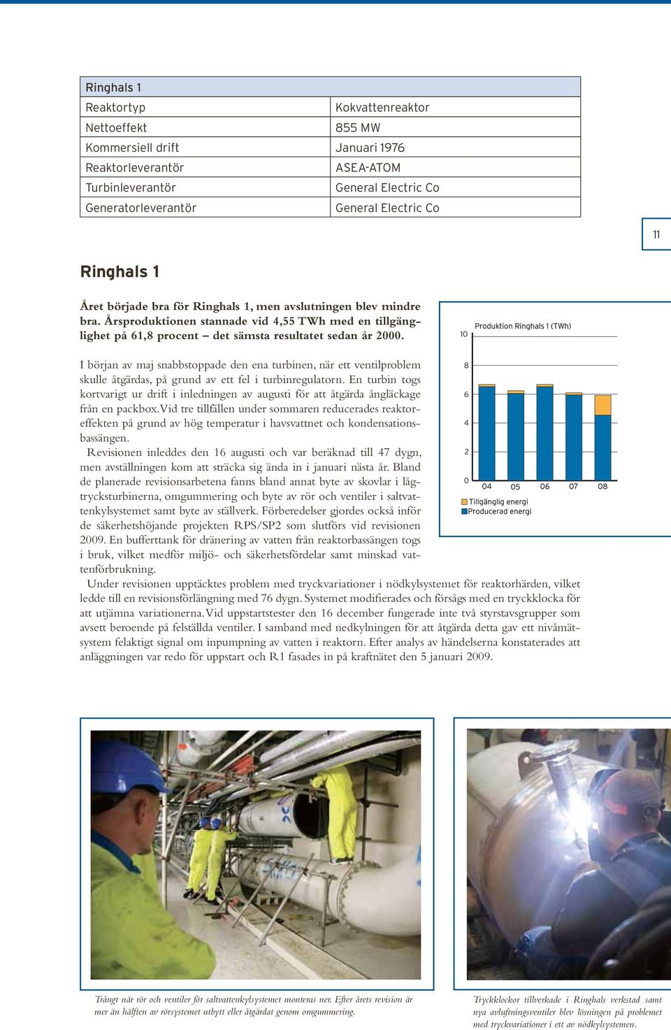 10 I början av maj snabbstoppade den ena turbinen, när ett ventilproblem 8 skulle åtgärdas, på grund av ett fel i turbinregulatorn.