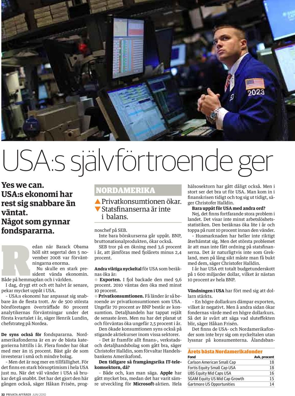 I dag, drygt ett och ett halvt år senare, pekar mycket uppåt i USA. USA:s ekonomi har anpassat sig snabbare än de flesta trott.