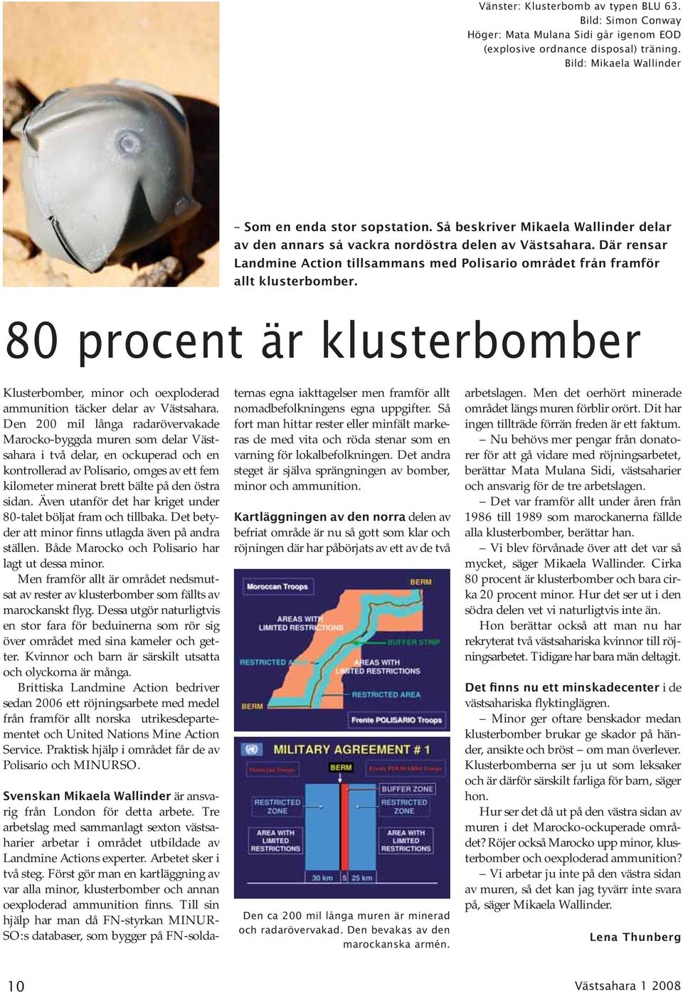 80 procent är klusterbomber Klusterbomber, minor och oexploderad ammunition täcker delar av Västsahara.