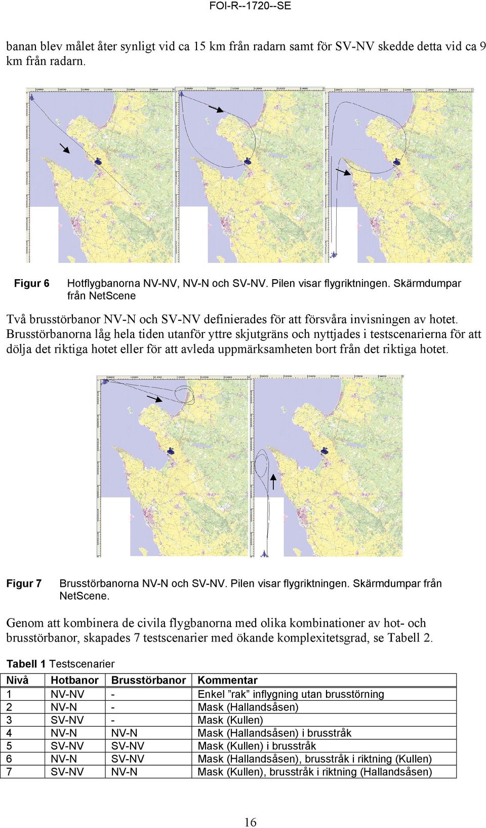 Skärmdumpar flygplan bärande brusstörsändare. från NetScene Två brusstörbanor NV-N och SV-NV definierades för att försvåra invisningen av hotet.