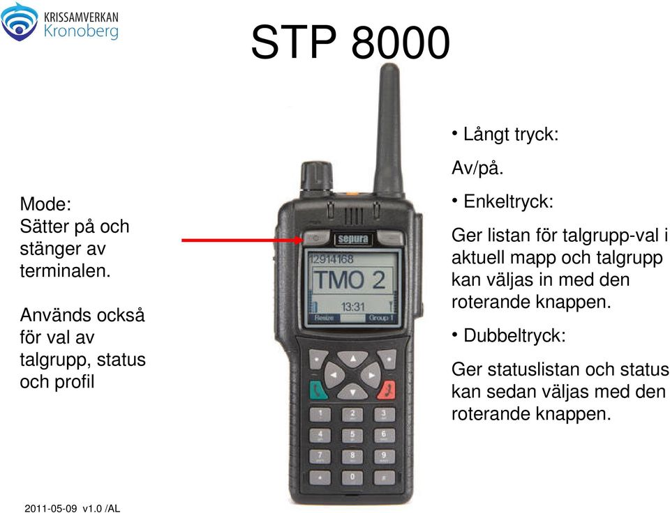 talgrupp-val i aktuell mapp och talgrupp kan väljas in med den roterande