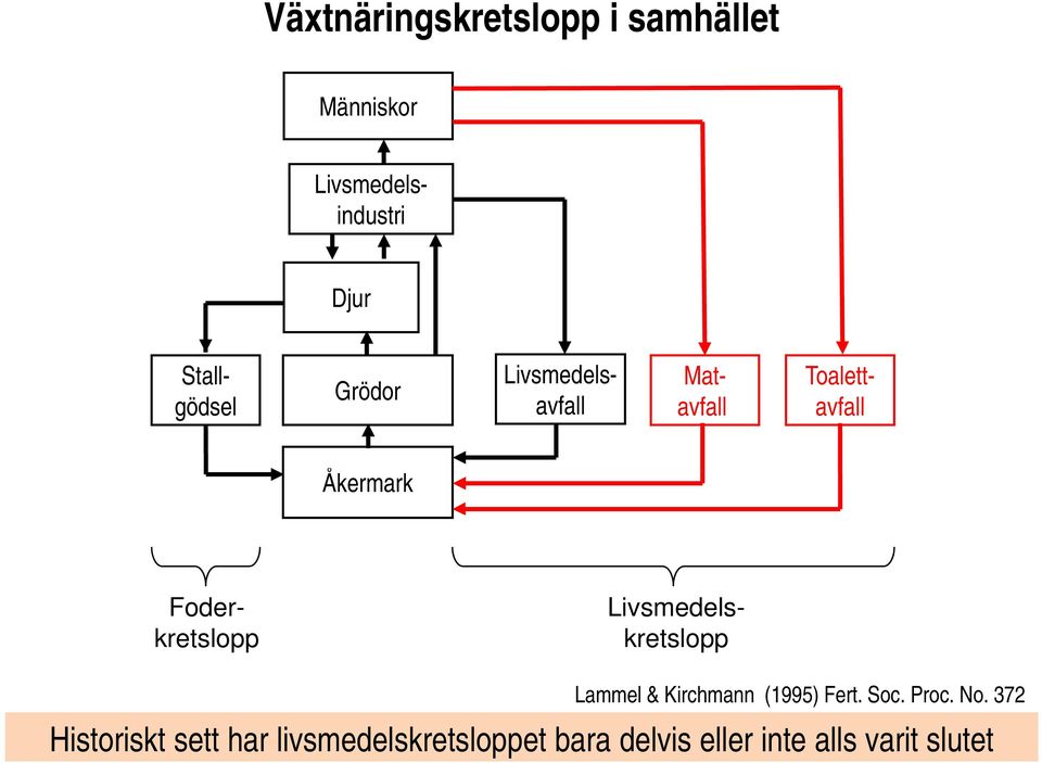 Foderkretslopp Livsmedelskretslopp Lammel & Kirchmann (1995) Fert. Soc.
