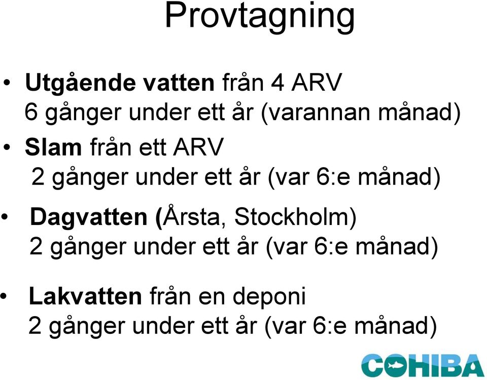 månad) Dagvatten (Årsta, Stockholm) 2 gånger under ett år (var