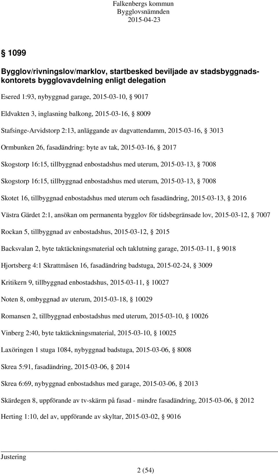 uterum, 2015-03-13, 7008 Skogstorp 16:15, tillbyggnad enbostadshus med uterum, 2015-03-13, 7008 Skotet 16, tillbyggnad enbostadshus med uterum och fasadändring, 2015-03-13, 2016 Västra Gärdet 2:1,