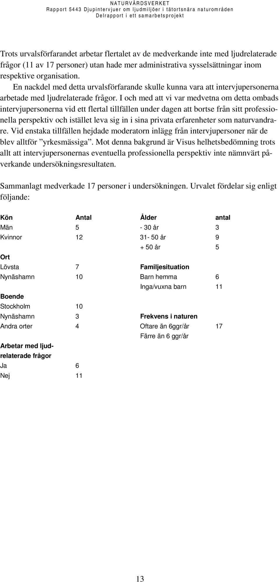 I och med att vi var medvetna om detta ombads intervjupersonerna vid ett flertal tillfällen under dagen att bortse från sitt professionella perspektiv och istället leva sig in i sina privata