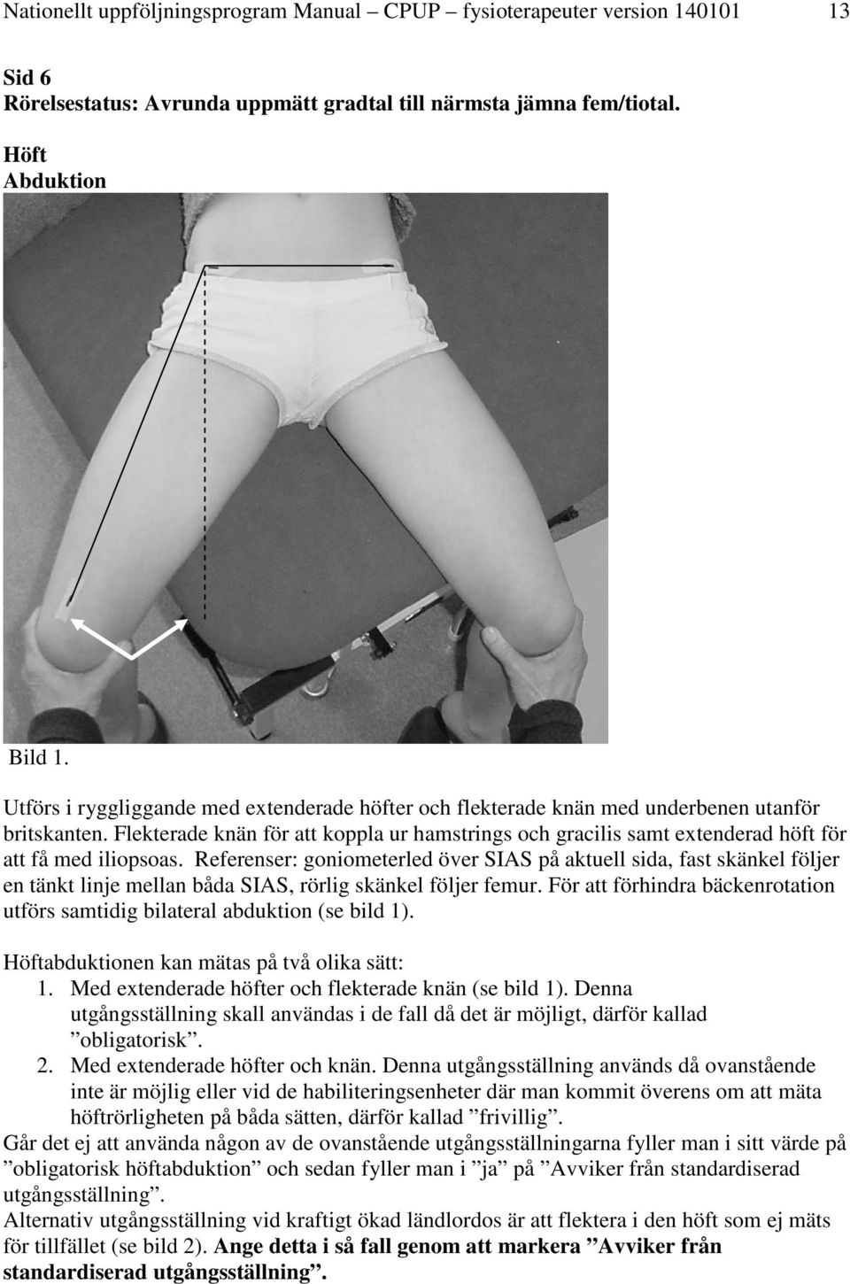 Flekterade knän för att koppla ur hamstrings och gracilis samt extenderad höft för att få med iliopsoas.