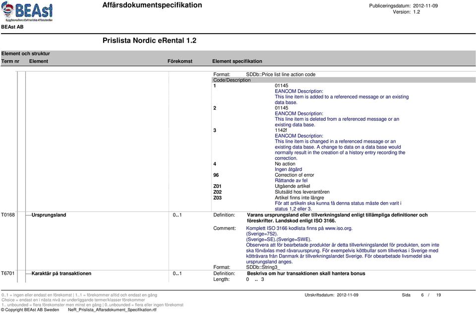 3 1142f EANCOM Description: This line item is changed in a referenced message or an existing data base.