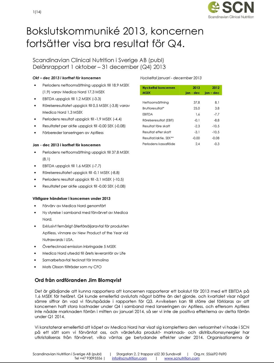 Medica Nord 17,3 MSEK EBITDA uppgick till 1,2 MSEK (-3.