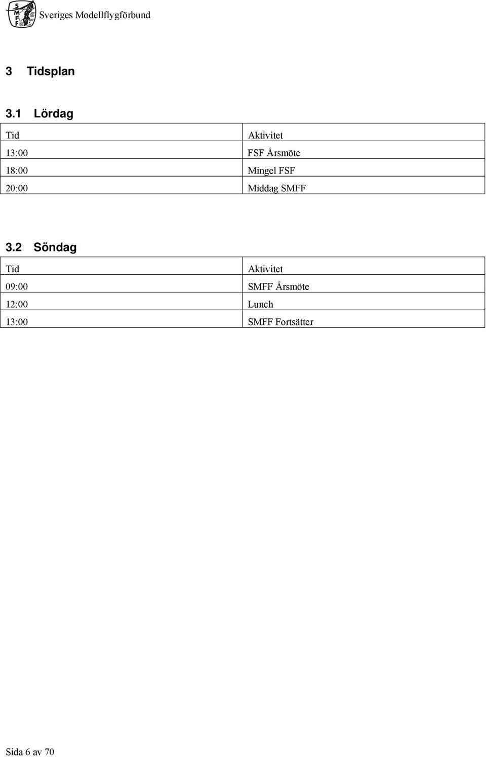 18:00 Mingel FSF 20:00 Middag SMFF 3.