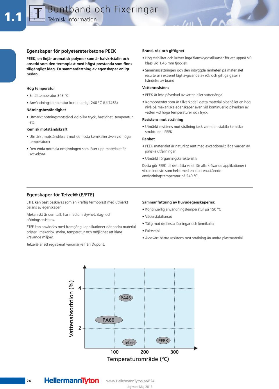 Hög temperatur Smälttemperatur 343 C Användningstemperatur kontinuerligt 240 C (UL746B) Nötningsbeständighet Utmärkt nötningsmotstånd vid olika tryck, hastighet, temperatur etc.