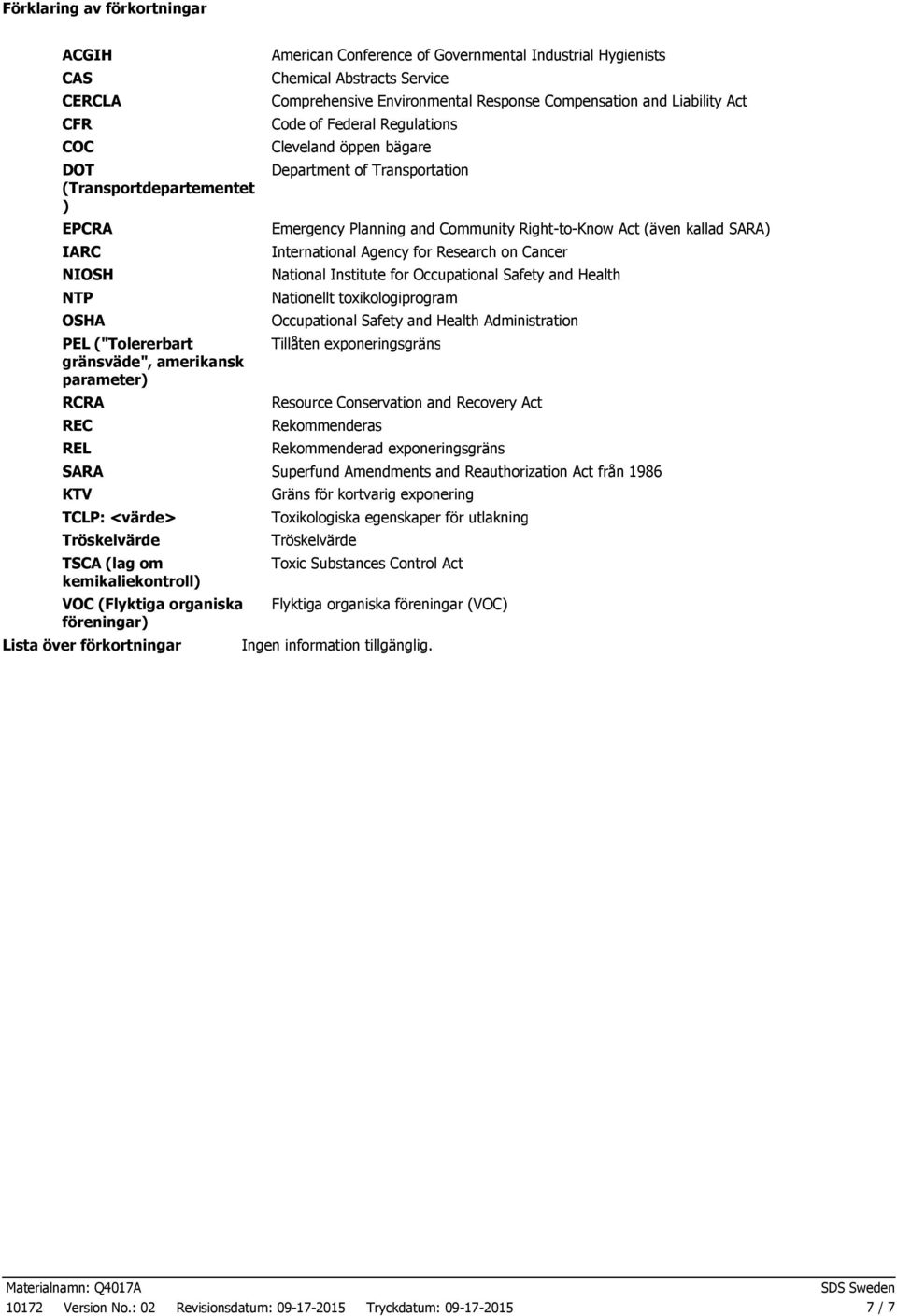 Comprehensive Environmental Response Compensation and Liability Act Code of Federal Regulations Cleveland öppen bägare Department of Transportation Emergency Planning and Community RighttoKnow Act