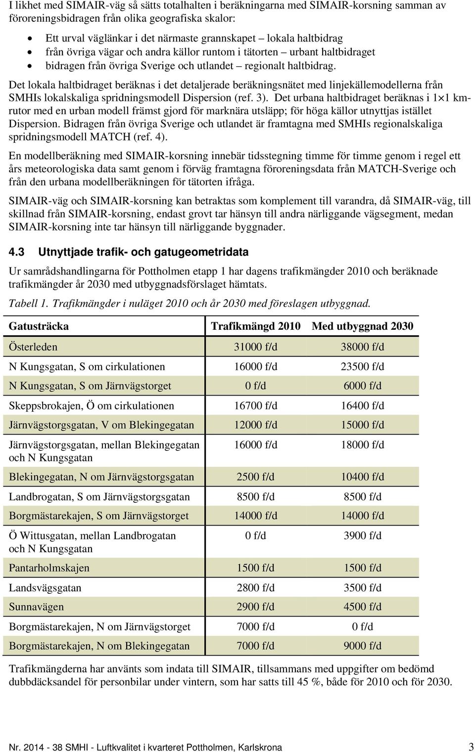 Det lokala haltbidraget beräknas i det detaljerade beräkningsnätet med linjekällemodellerna från SMHIs lokalskaliga spridningsmodell Dispersion (ref. 3).