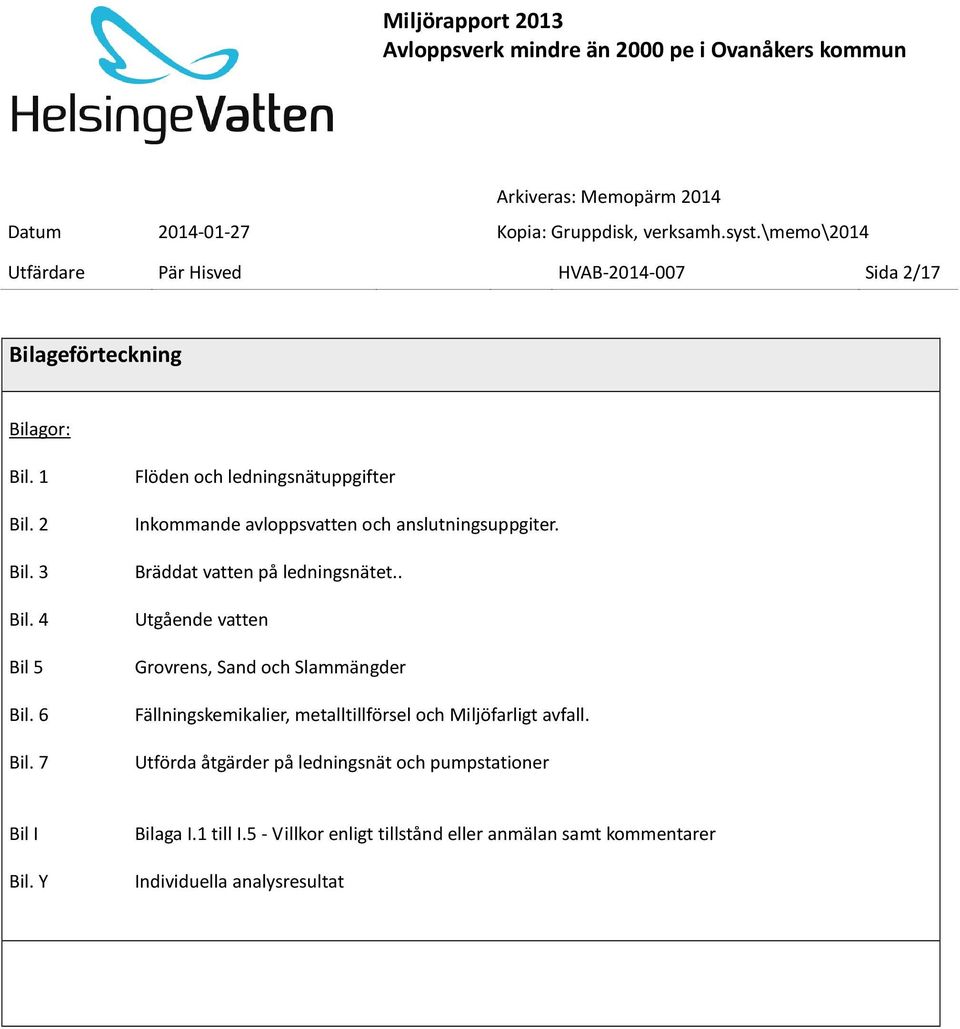 7 Flöden och ledningsnätuppgifter Inkommande avloppsvatten och anslutningsuppgiter. Bräddat vatten på ledningsnätet.