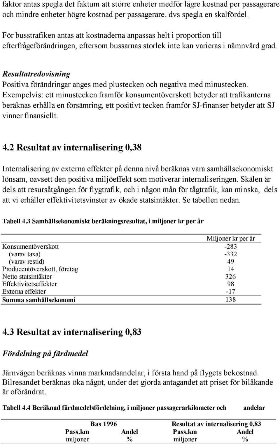 Resultatredovisning Positiva förändringar anges med plustecken och negativa med minustecken.