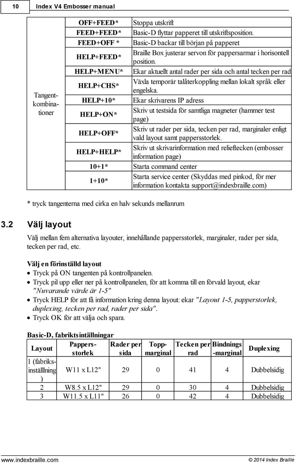 Ekar aktuellt antal rader per sida och antal tecken per rad Växla temporär talåterkoppling mellan lokalt språk eller engelska.