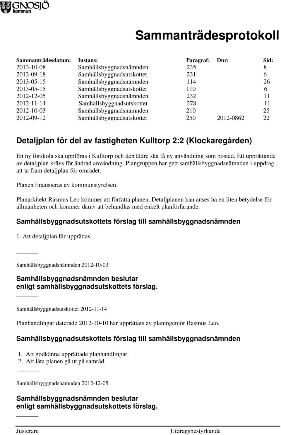 fastigheten Kulltorp 2:2 (Klockaregården) En ny förskola ska uppföras i Kulltorp och den äldre ska få ny användning som bostad. Ett upprättande av detaljplan krävs för ändrad användning.