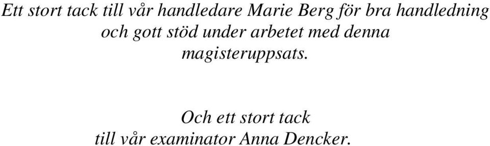 under arbetet med denna magisteruppsats.