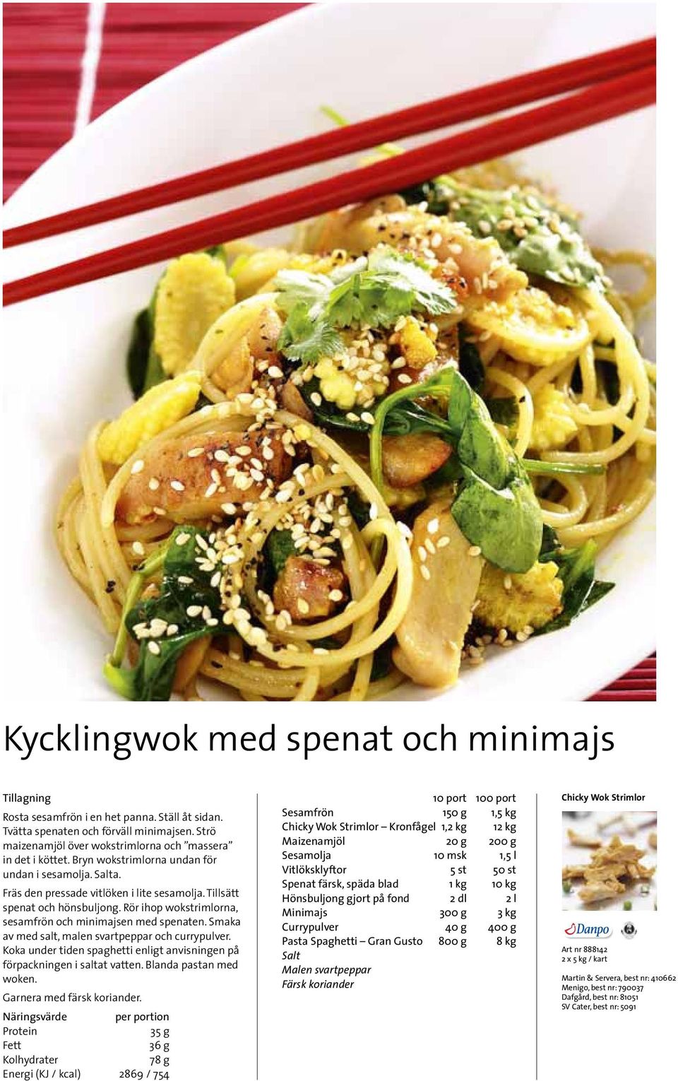 Smaka av med salt, malen svartpeppar och currypulver. Koka under tiden spaghetti enligt anvisningen på förpackningen i saltat vatten. Blanda pastan med woken. Garnera med färsk koriander.