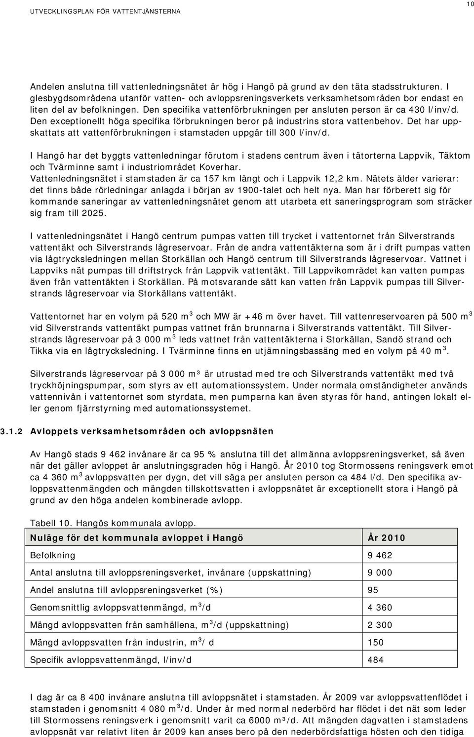 Den exceptionellt höga specifika förbrukningen beror på industrins stora vattenbehov. Det har uppskattats att vattenförbrukningen i stamstaden uppgår till 300 l/inv/d.