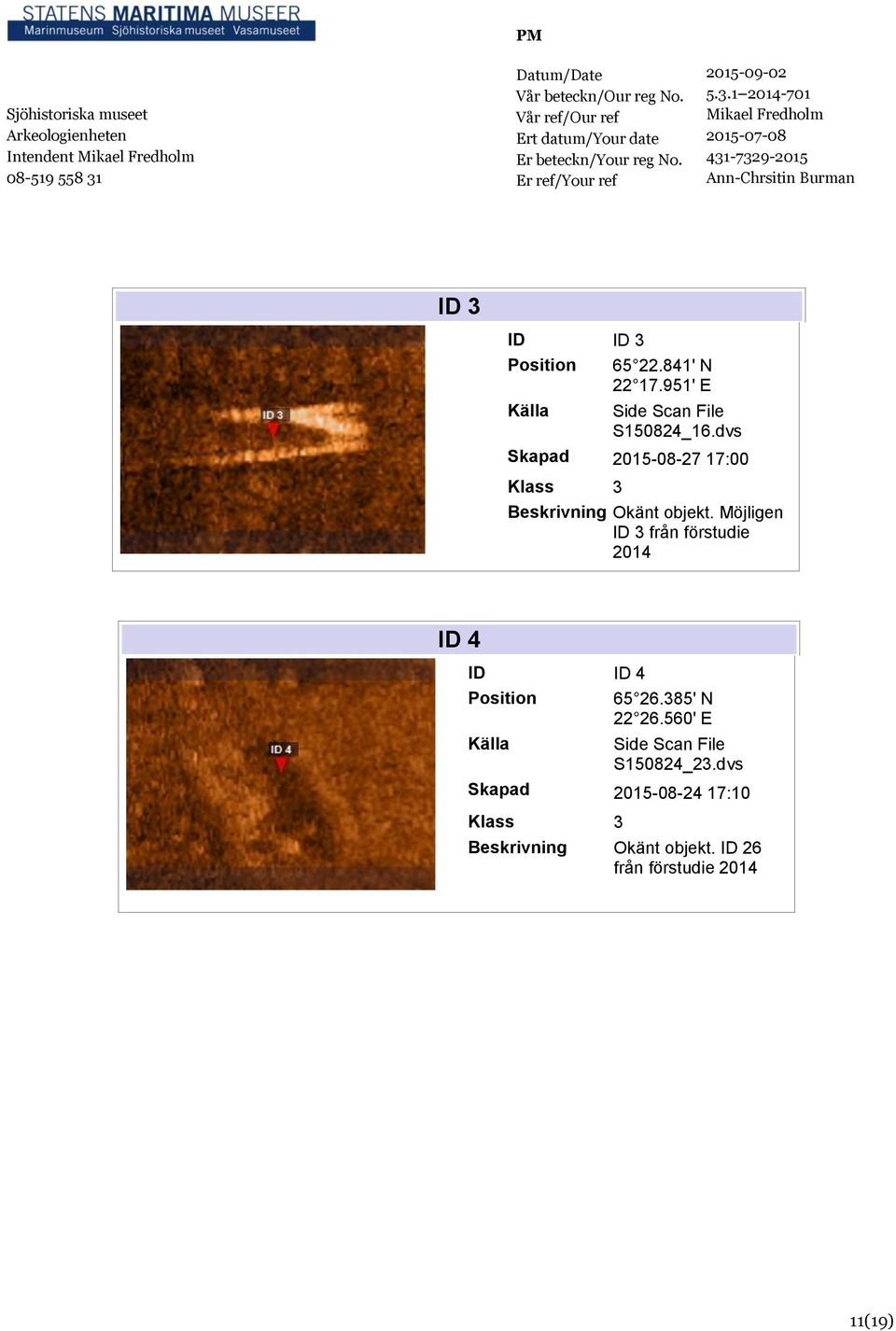 Möjligen ID 3 från förstudie 2014 ID 4 ID ID 4 65 26.385' N 22 26.