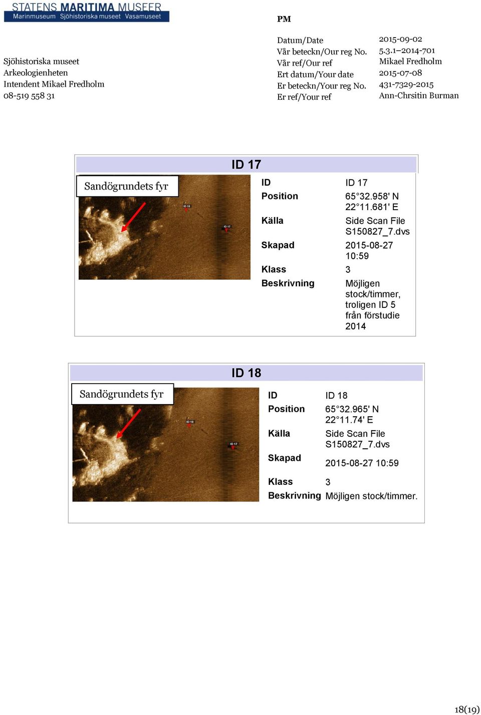 5 från förstudie 2014 ID 18 Sandögrundets fyr ID ID 18 Skapad 65 32.