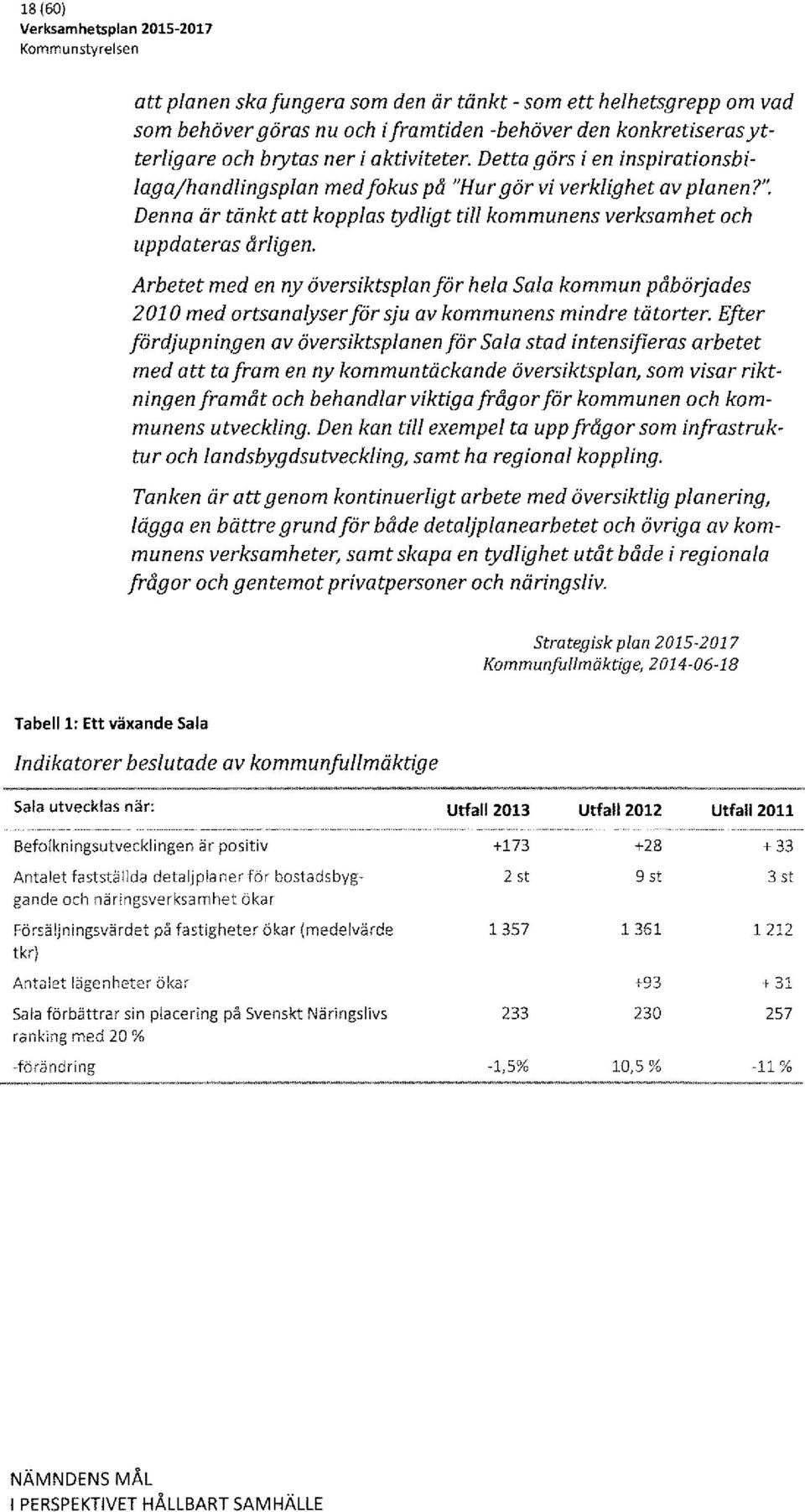 Arbetet med en ny översiktsplan för hela Sala kommun påbörjades 2010 med ortsanalyser för sju av kommunens mindre tätorter.