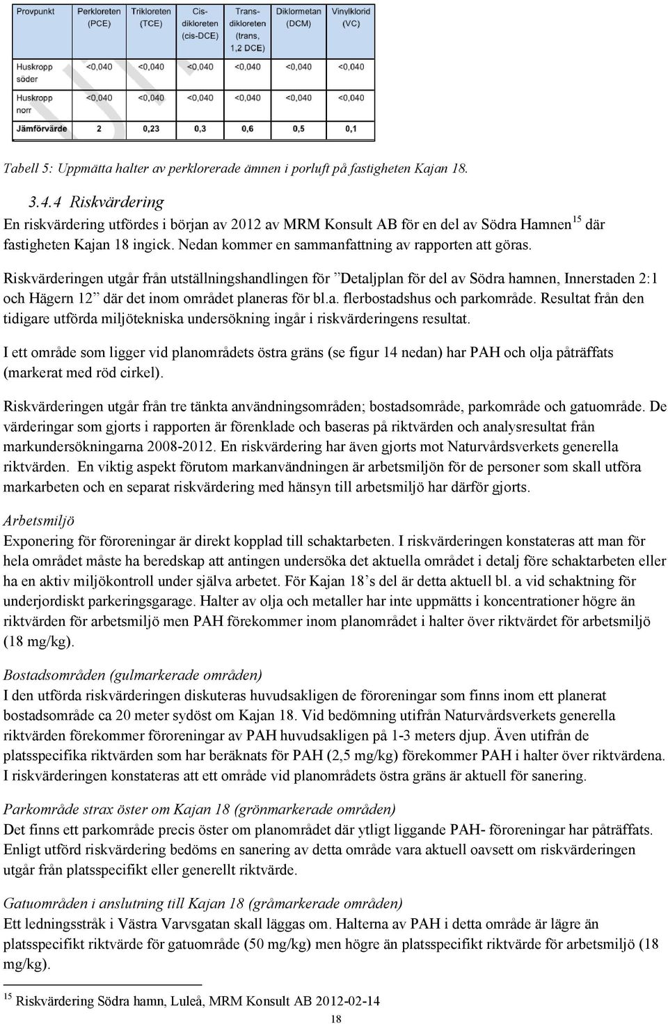 Riskvärderingen utgår från utställningshandlingen för Detaljplan för del av Södra hamnen, Innerstaden 2:1 och Hägern 12 där det inom området planeras för bl.a. flerbostadshus och parkområde.