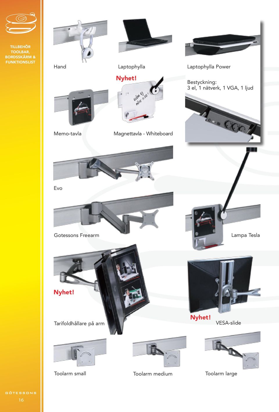 Memo-tavla Magnettavla - Whiteboard Evo Gotessons Freearm Lampa