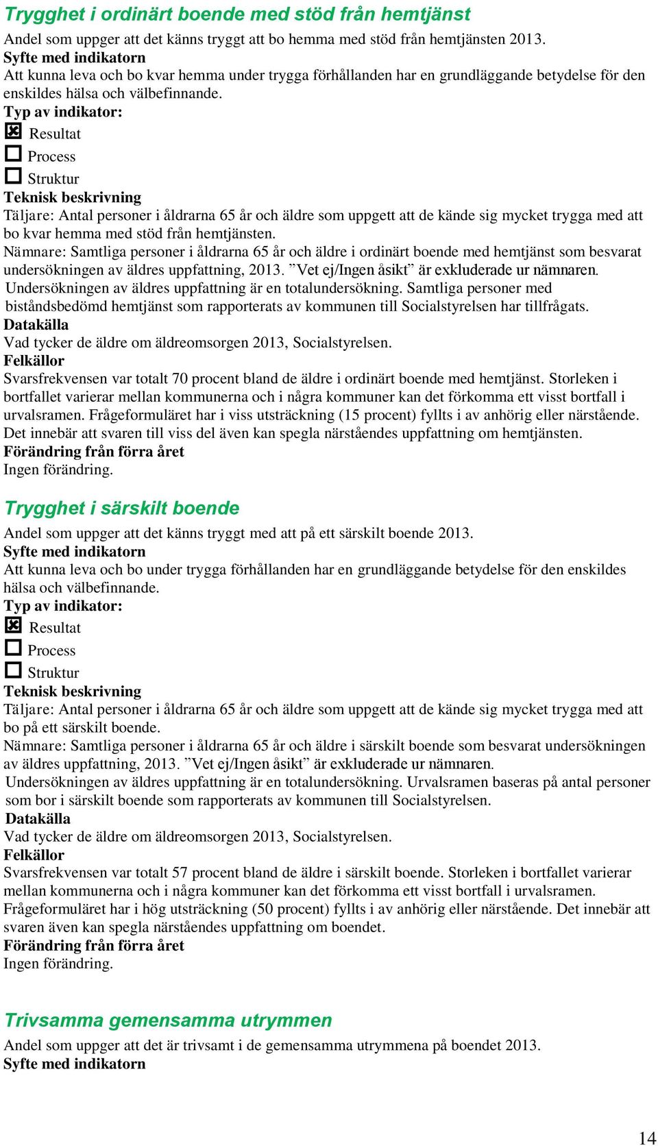 Täljare: Antal personer i åldrarna 65 år och äldre som uppgett att de kände sig mycket trygga med att bo kvar hemma med stöd från hemtjänsten.