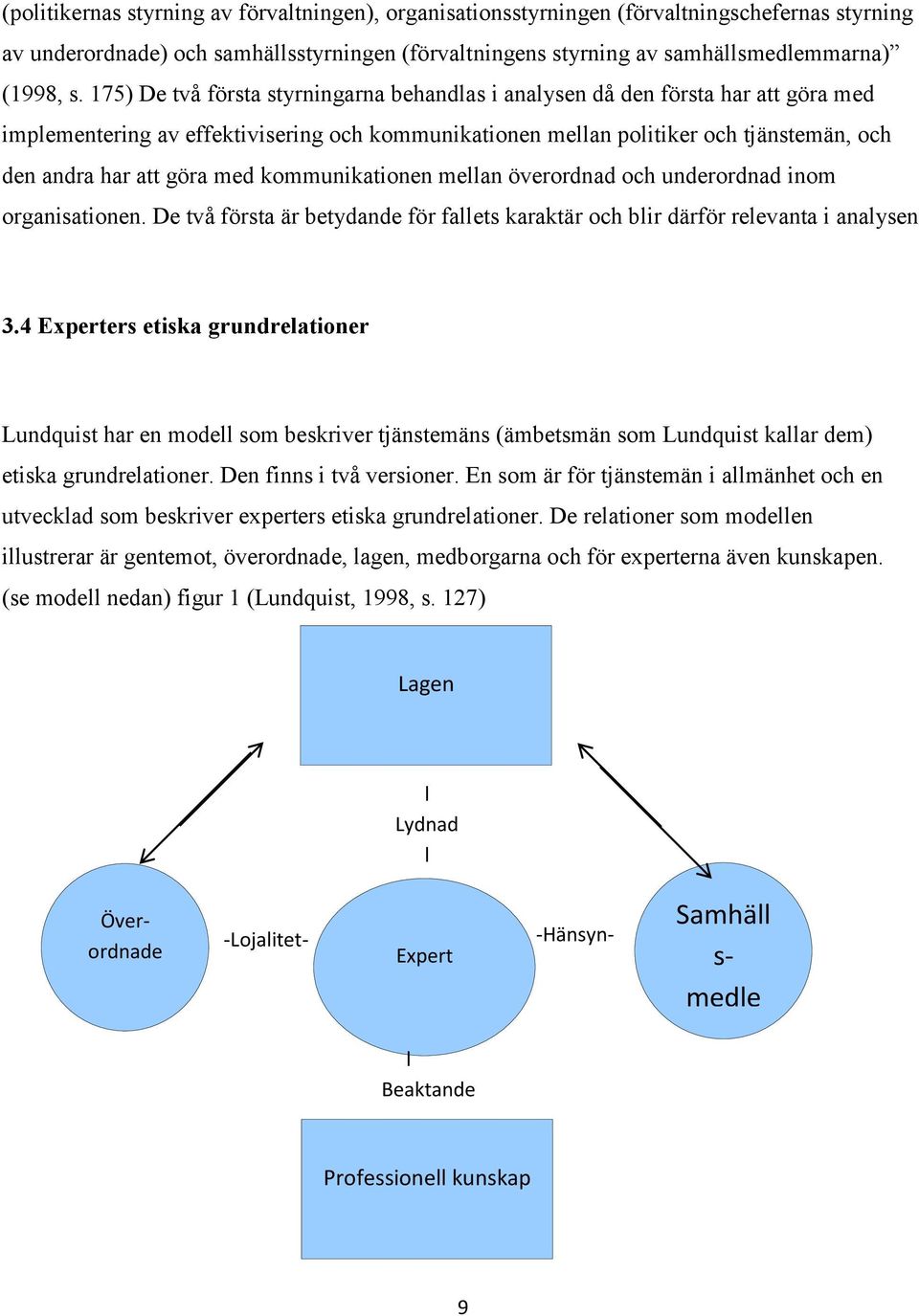 med kommunikationen mellan överordnad och underordnad inom organisationen. De två första är betydande för fallets karaktär och blir därför relevanta i analysen 3.