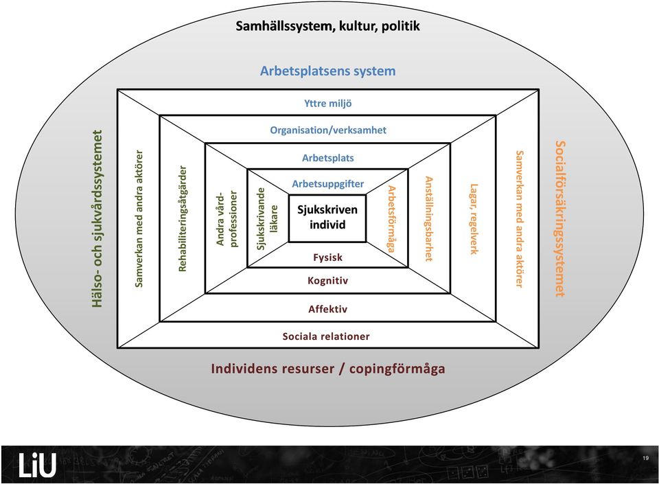 Organisation/verksamhet Arbetsplats Arbetsuppgifter Arbetsförmåga Sjukskriven individ Hälso