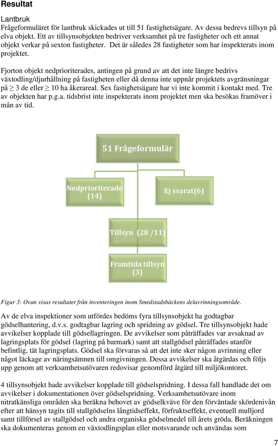 Fjorton objekt nedprioriterades, antingen på grund av att det inte längre bedrivs växtodling/djurhållning på fastigheten eller då denna inte uppnår projektets avgränsningar på 3 de eller 10 ha