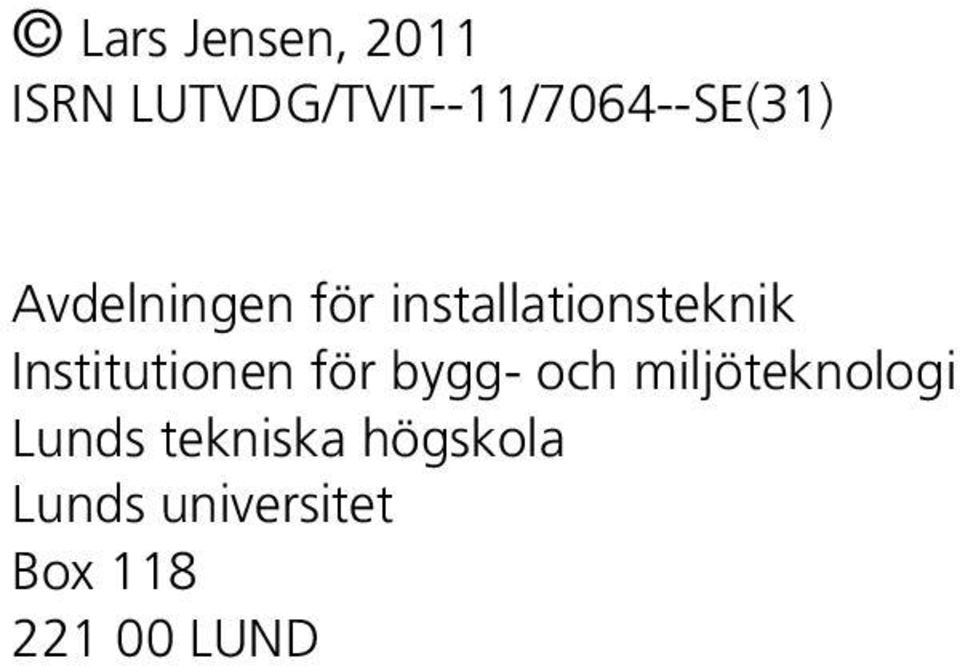 installationsteknik Institutionen för bygg-